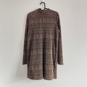 The Fifth Label Leopard Print Mock-Neck Long-Sleeve Mini Dress S Mob Wife Glam